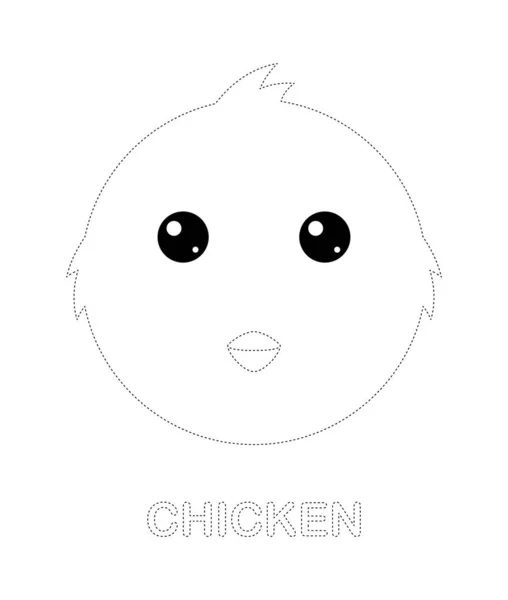 Chicken Tracing Worksheet Kids — стоковый вектор