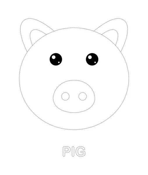 Pig Tracing Worksheet Kids — Stock Vector