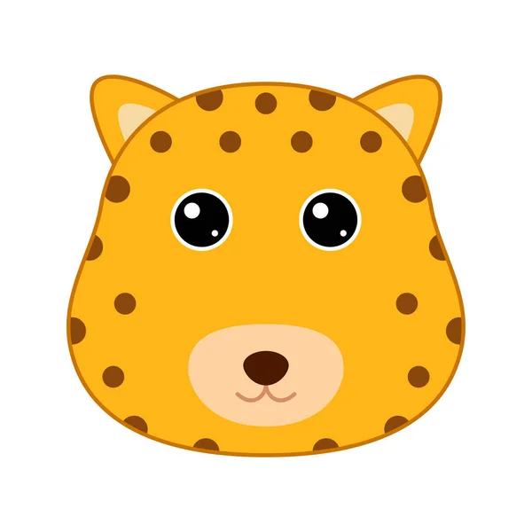 Cute Leopard Face Isolated White Background — Stock Vector