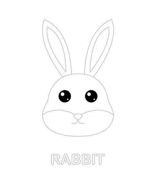 Rabbit Tracing Worksheet Kids — Vetor de Stock