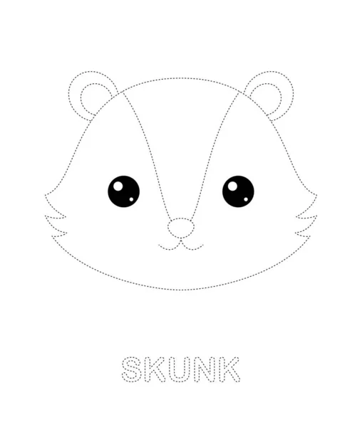 Skunk Tracing Worksheet Kids — Stock Vector