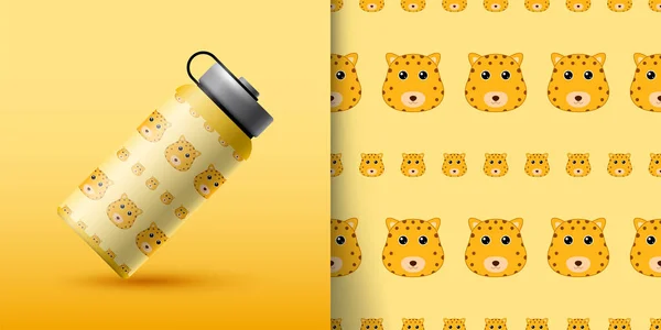 Leopard Seamless Pattern Bottle —  Vetores de Stock