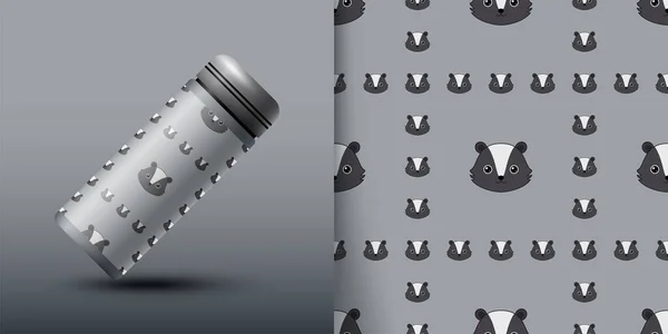 Skunk Seamless Pattern Bottle — Vector de stock