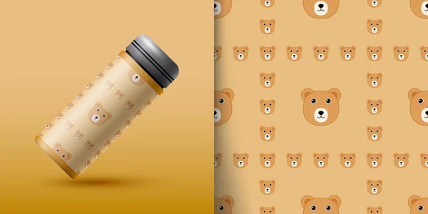 Bear Seamless Pattern Bottle —  Vetores de Stock