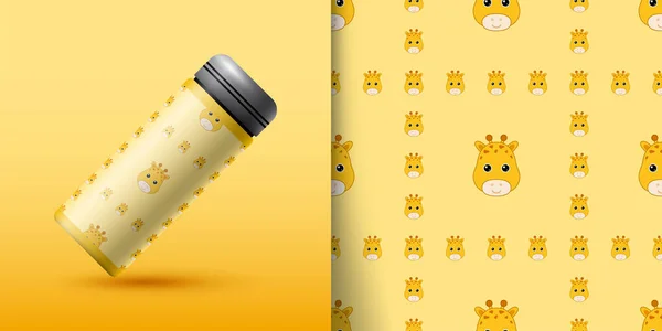 Giraffe Seamless Pattern Bottle —  Vetores de Stock
