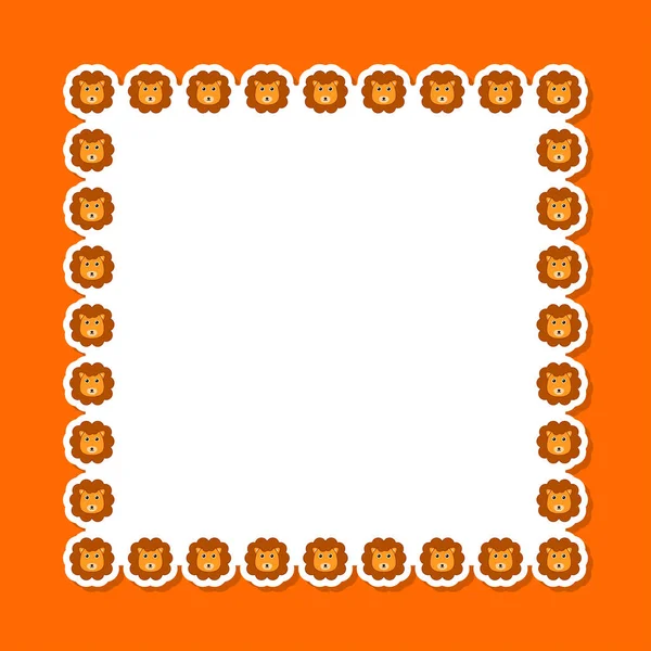 Löwe Mit Quadratischem Rahmen Für Banner Poster Und Grußkarte — Stockvektor