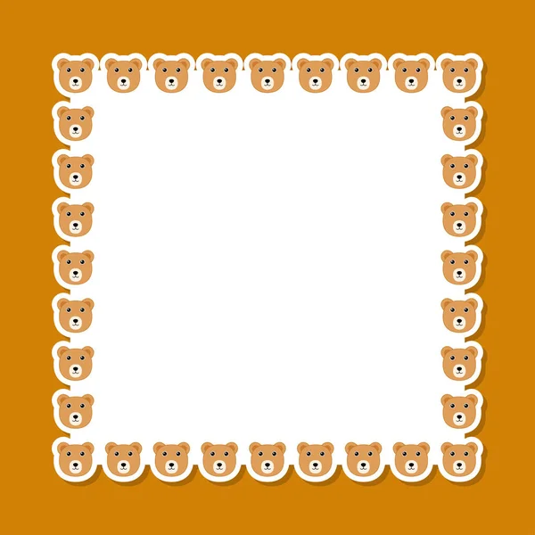 Bear Square Frame Banner Poster Greeting Card —  Vetores de Stock