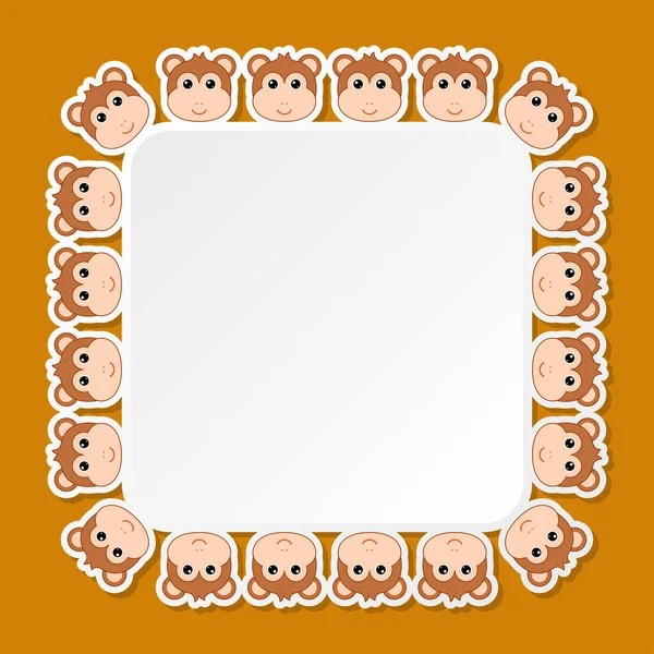Pankart, poster ve tebrik kartı için kare çerçeveli maymun