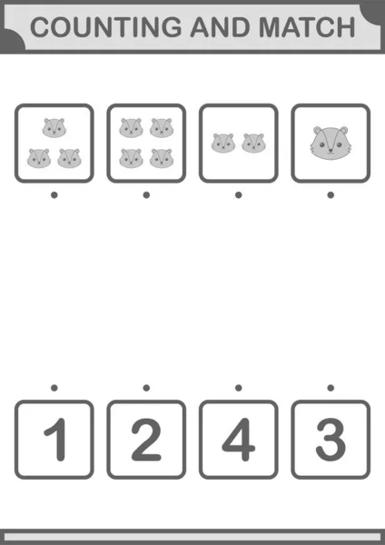 Counting Match Skunk Face Worksheet Kids — Archivo Imágenes Vectoriales