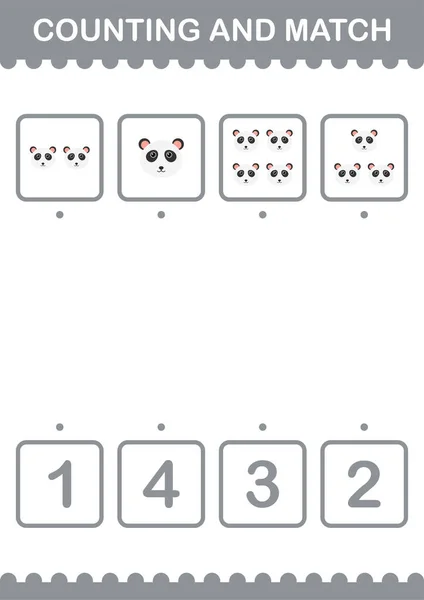 Counting Match Panda Face Worksheet Kids — Stock vektor
