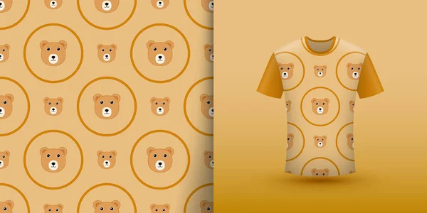Bear Seamless Pattern Shirt —  Vetores de Stock