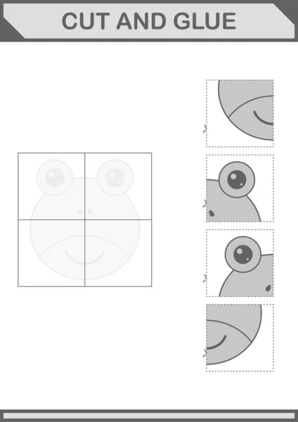 Cut Glue Frog Face Worksheet Kids — Image vectorielle