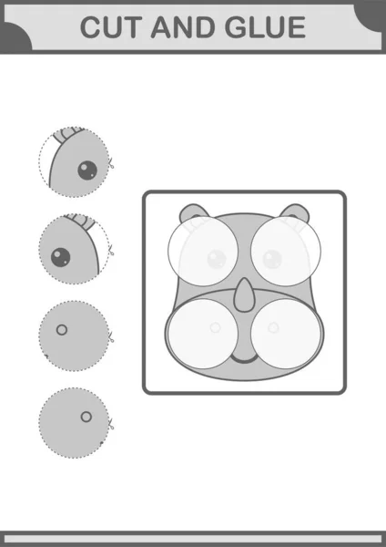 Cut Glue Rhinoceros Face Worksheet Kids — Image vectorielle