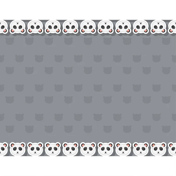 Panda Frame Banner Poster Greeting Card —  Vetores de Stock