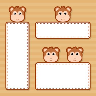 Set of cute banner with Monkey