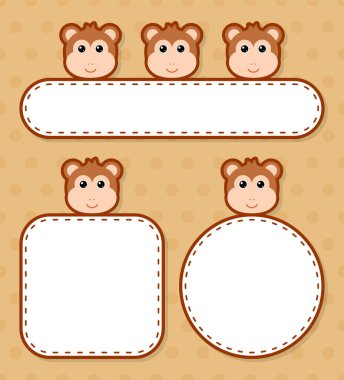 Maymunlu şirin bir pankart seti