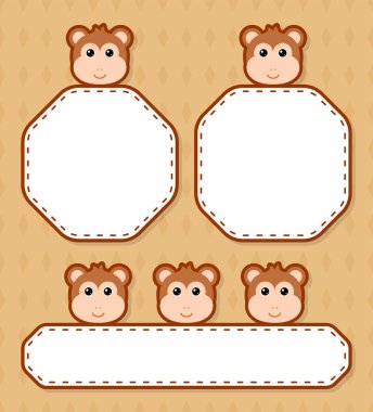 Set of cute banner with Monkey