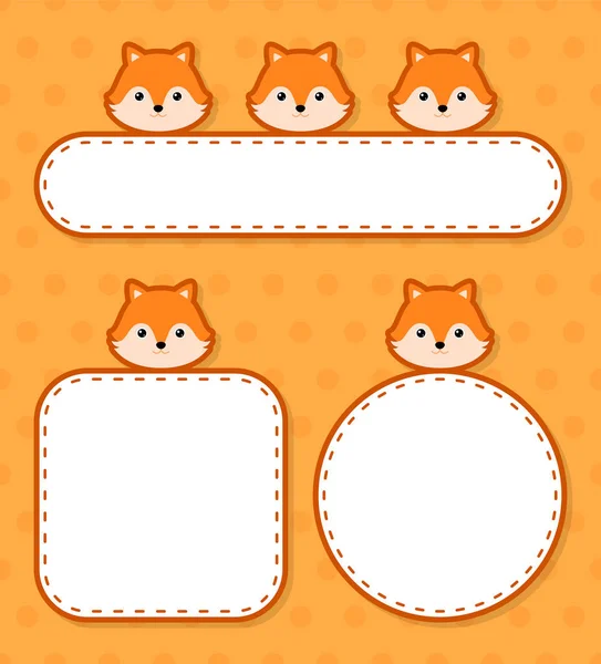 Set Cute Banner Fox —  Vetores de Stock