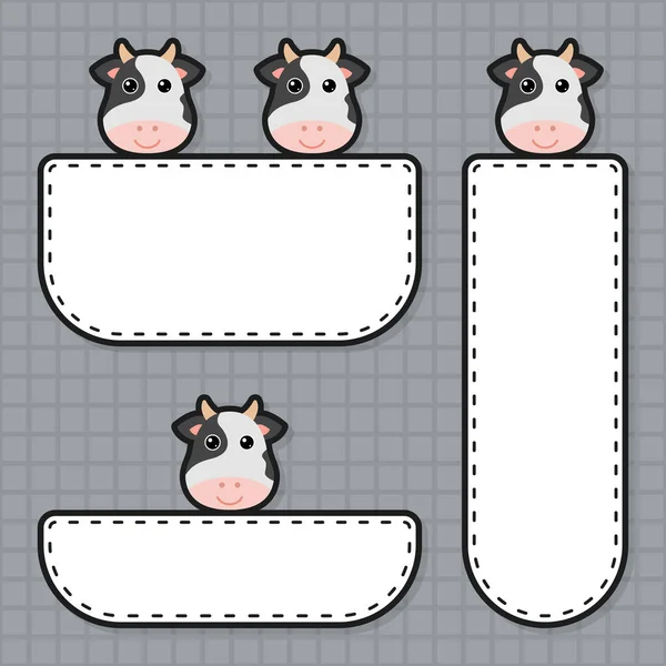 Set Cute Banner Cow —  Vetores de Stock