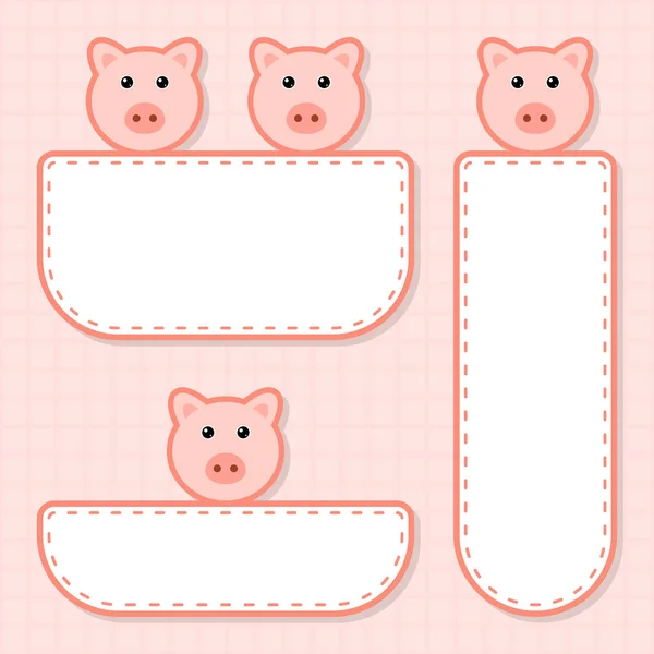 Set Cute Banner Pig — 图库矢量图片