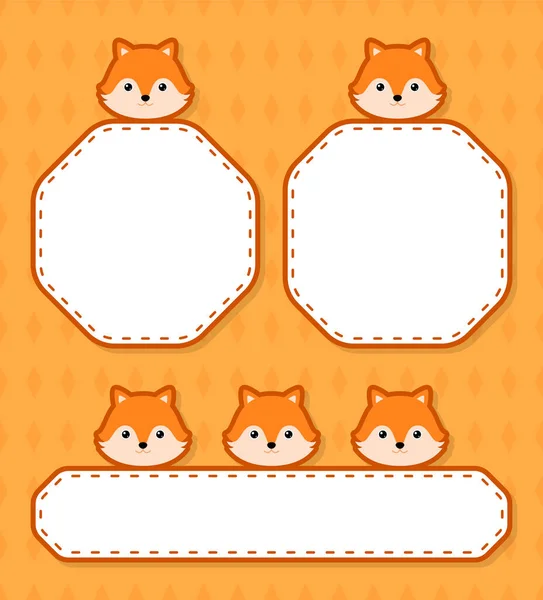 Set Cute Banner Fox — Stock Vector