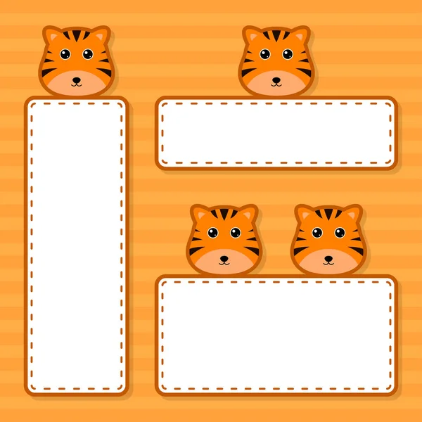 Set Cute Banner Tiger — Vettoriale Stock