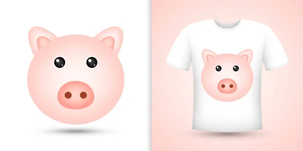 猪头白衬衫 — 图库矢量图片