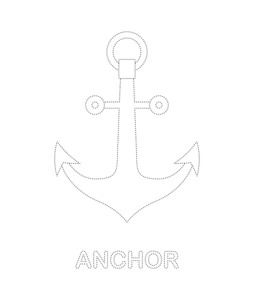 Anchor Tracing Worksheet Kids — Stock Vector