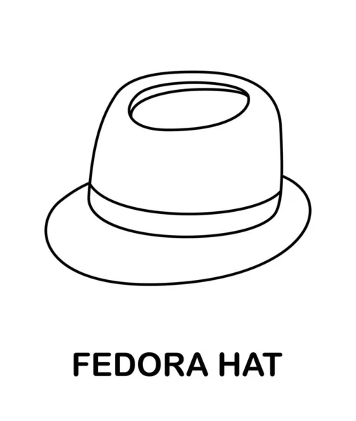 Çocuklar Için Fedora Şapkası Olan Boyama Sayfası — Stok Vektör