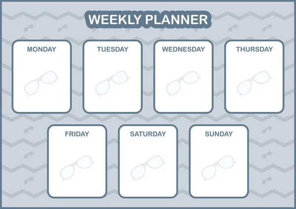 Щоденний Щотижневий Планувальник Окулярами — стоковий вектор