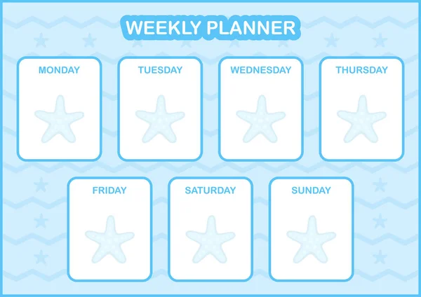 Denní Týdenní Plánovač Hvězdicí — Stockový vektor
