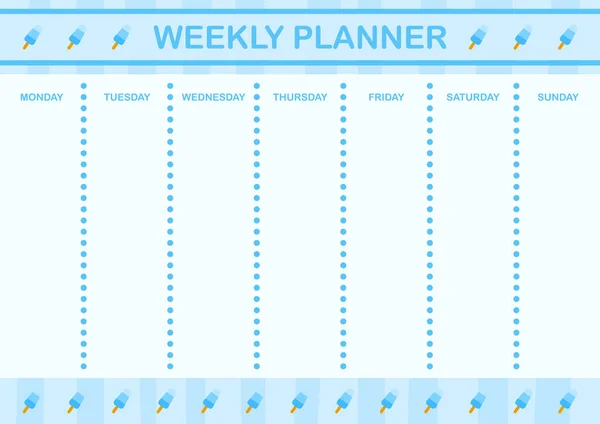 Denní Týdenní Plánovač Zmrzlinou — Stockový vektor