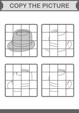 Fötr şapkalı resmi kopyala. Çocuklar için çalışma tablosu