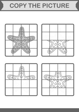 Denizyıldızı ile resmi kopyala. Çocuklar için çalışma tablosu
