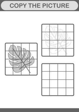 Monstera ile resmi kopyala. Çocuklar için çalışma tablosu