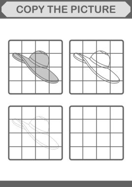 Kadın şapkalı resmi kopyala. Çocuklar için çalışma tablosu