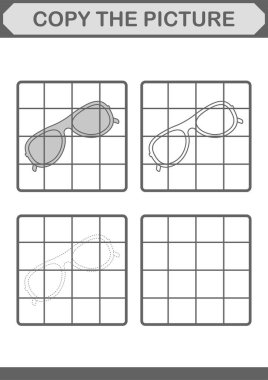Gözlüklü resmi kopyala. Çocuklar için çalışma tablosu