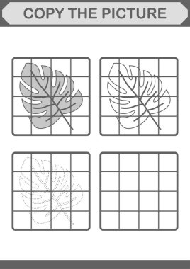 Monstera ile resmi kopyala. Çocuklar için çalışma tablosu