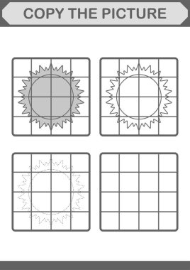 Sun 'la olan resmi kopyala. Çocuklar için çalışma tablosu