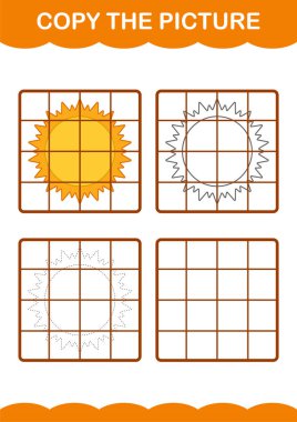 Sun 'la olan resmi kopyala. Çocuklar için çalışma tablosu