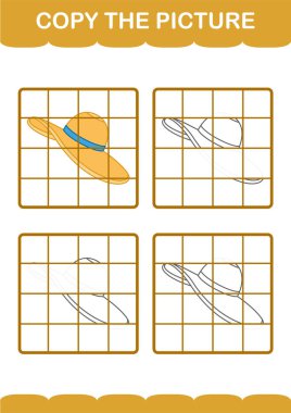 Kadın şapkalı resmi kopyala. Çocuklar için çalışma tablosu