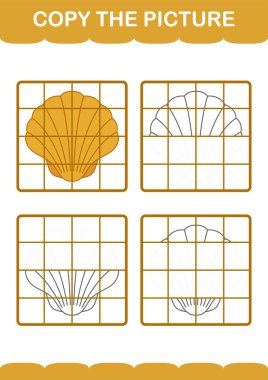 Deniz kabuğuyla resmi kopyala. Çocuklar için çalışma tablosu