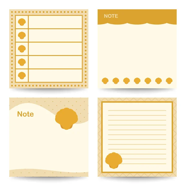 Set Square Notepads Seashell — Stock Vector