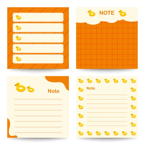 Set Square Notepads Inflatable Duck — Stock Vector