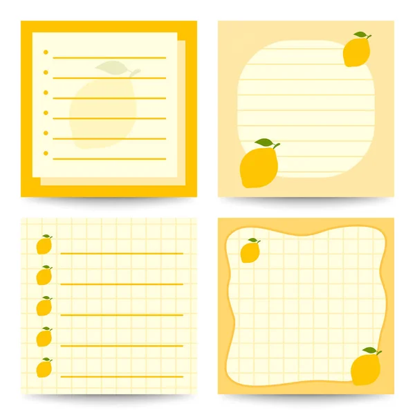 Set Quadratische Notizblöcke Mit Zitrone — Stockvektor