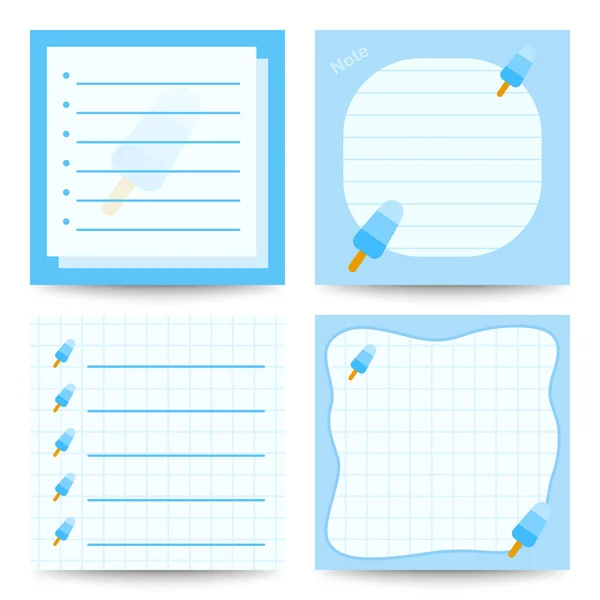 Set Bloc Notas Cuadradas Con Helado — Vector de stock