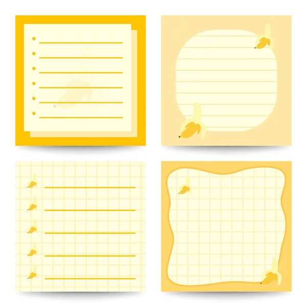 Set Square Notepads Banana — Stock Vector