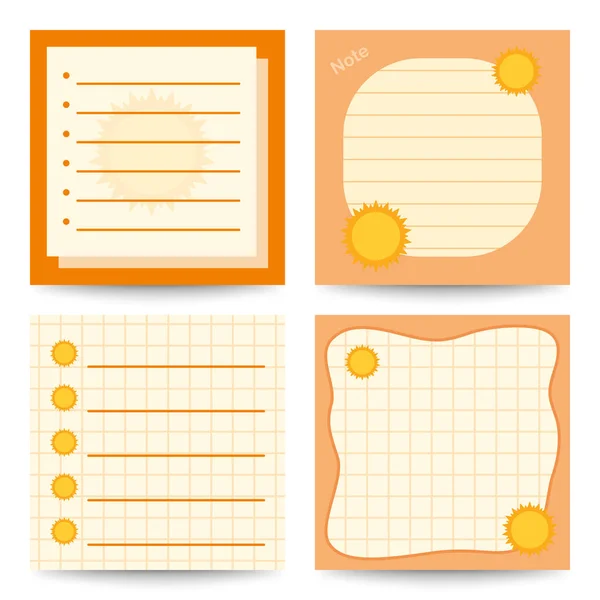 Set Square Notepads Sun — Stock Vector