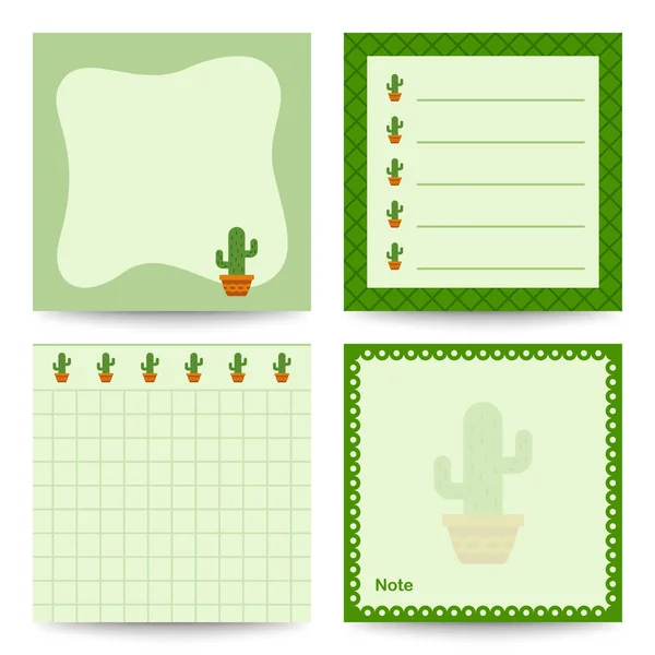 Set Square Notepads Cactus — Stock Vector