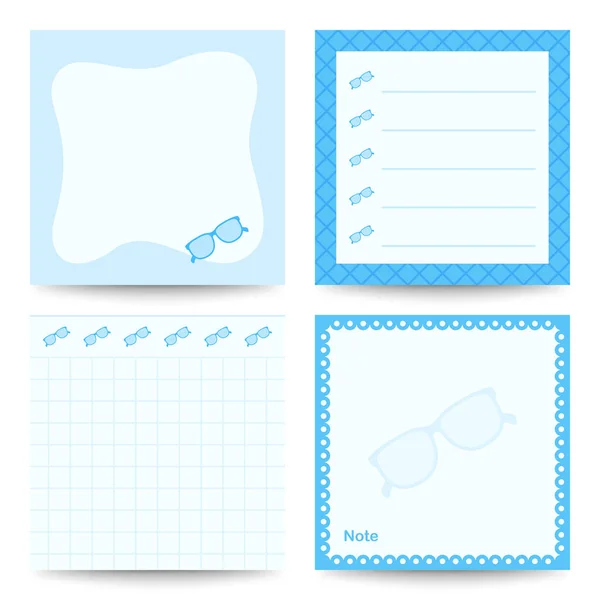 Set Square Notepads Glasses — Stock Vector